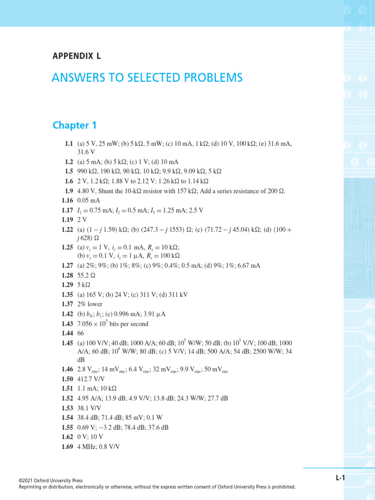 Selected Problems Answers for Electronics | PDF | Hertz | Electrical ...