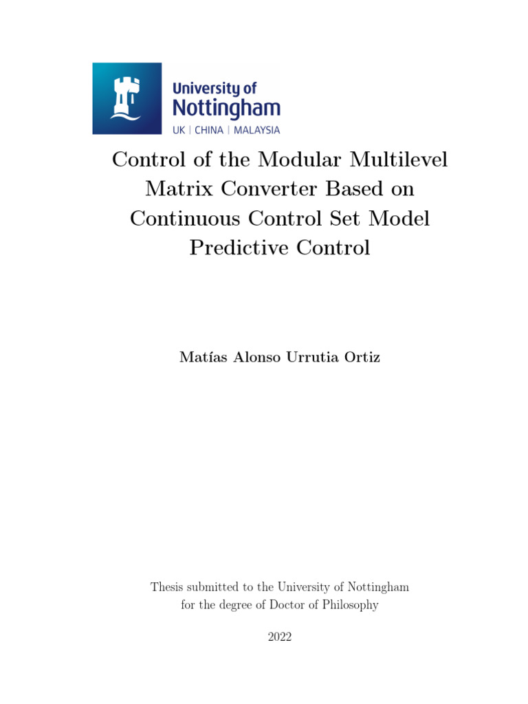 CCS-MPC Control for Modular Multilevel Matrix Converter | PDF ...