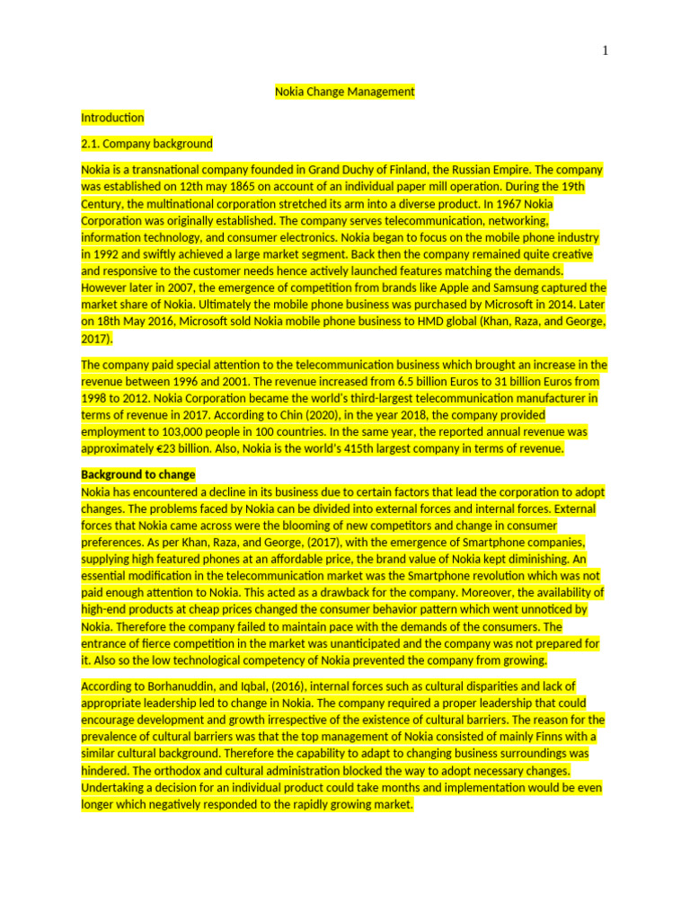 Nokia's Change Management Strategies | PDF | Change Management | Nokia