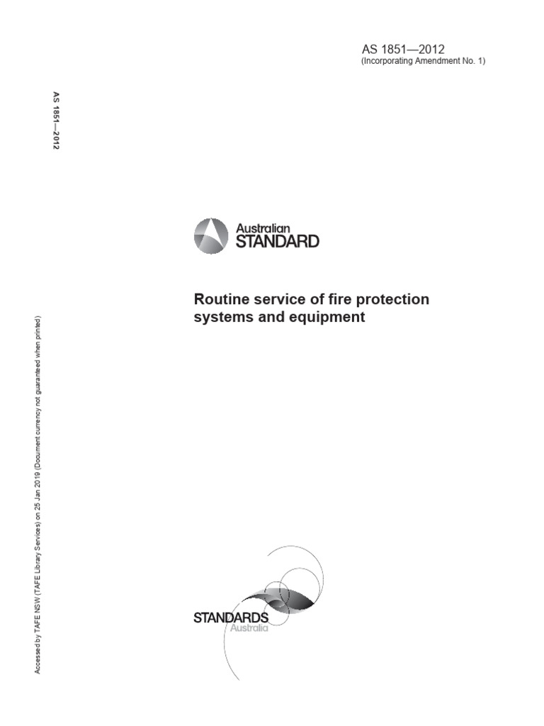 AS 1851-2012 Routine Service of Fire Protection Systems and Equipment ...
