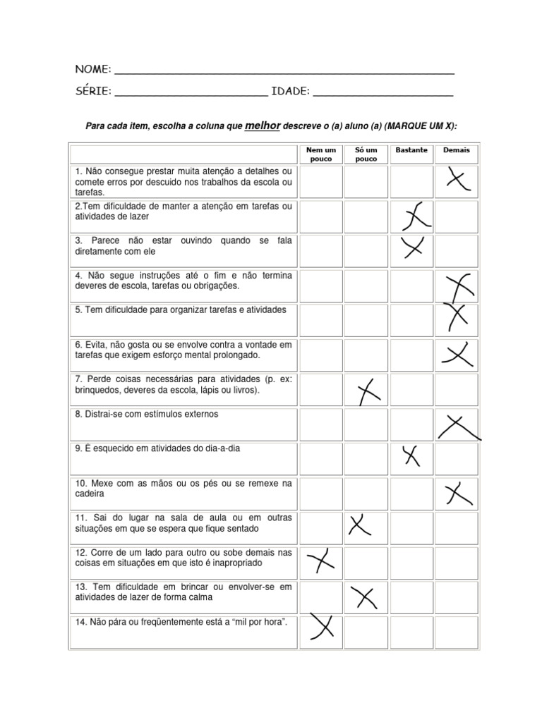 Avaliação de Atenção e Comportamento Escolar | PDF
