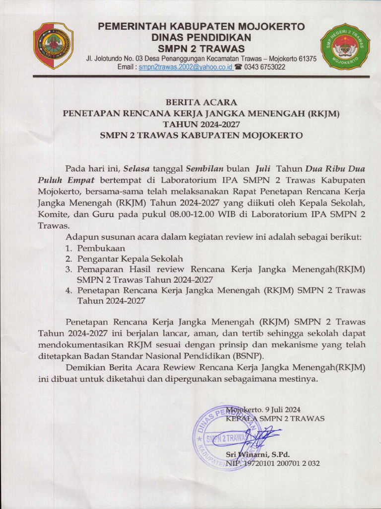 BA Penetapan RKJM | PDF