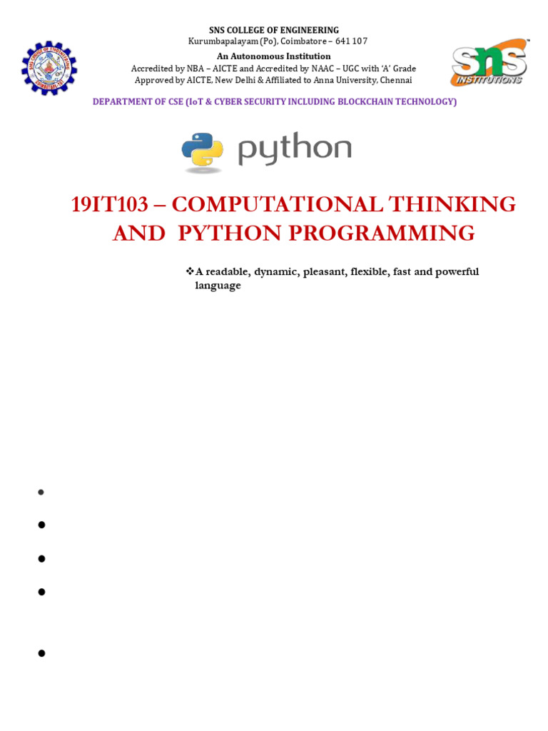 Computational Thinking & Python Basics | PDF | Parameter (Computer ...