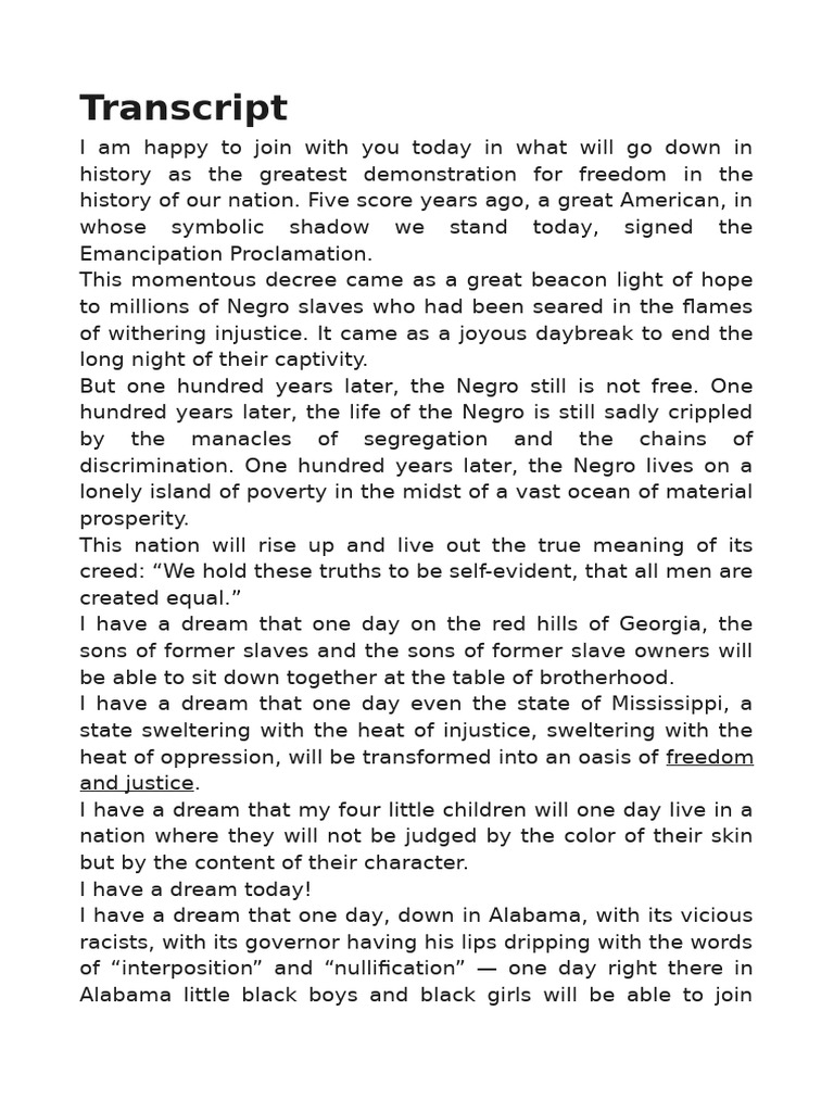 Martin Luther King JR Speech | PDF