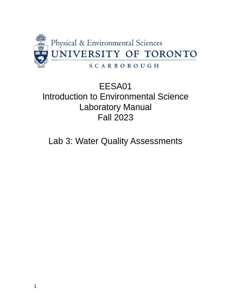 Water Quality Assessment Lab Guide | PDF | Water Quality | Water
