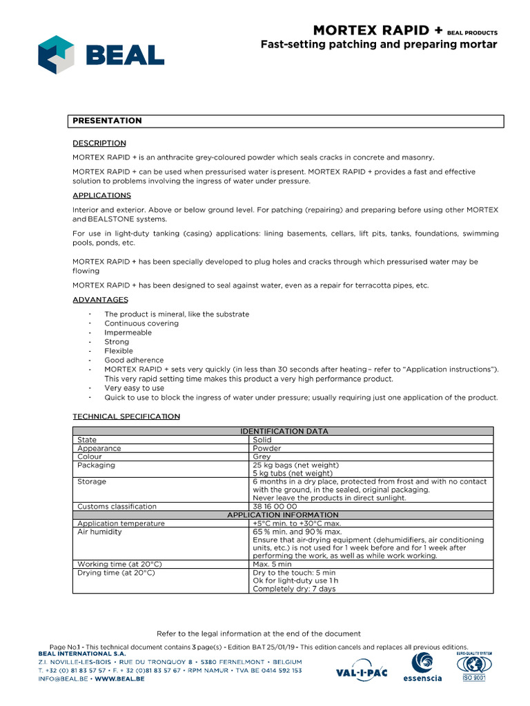 Mortex Rapid en | PDF