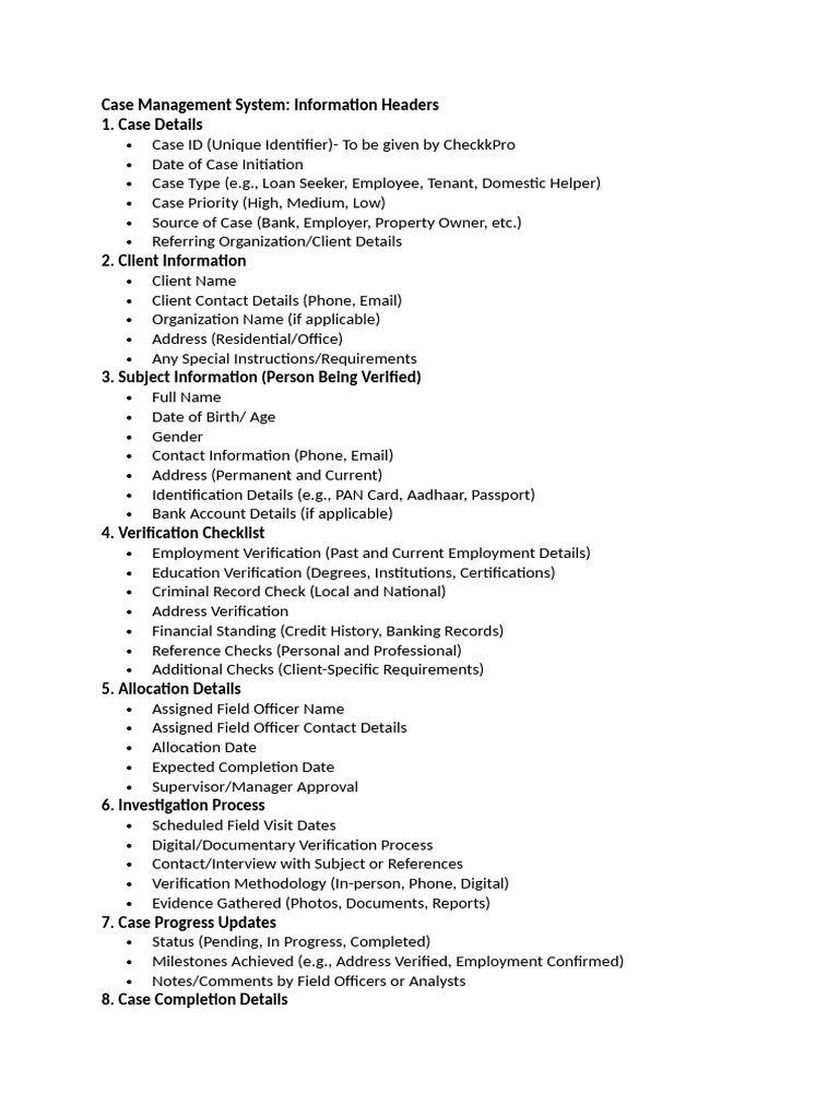 Case Management System Overview | PDF | Identity Document