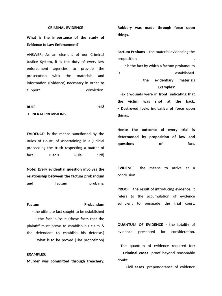 Understanding Criminal Evidence Basics | PDF | Evidence (Law) | Parol ...