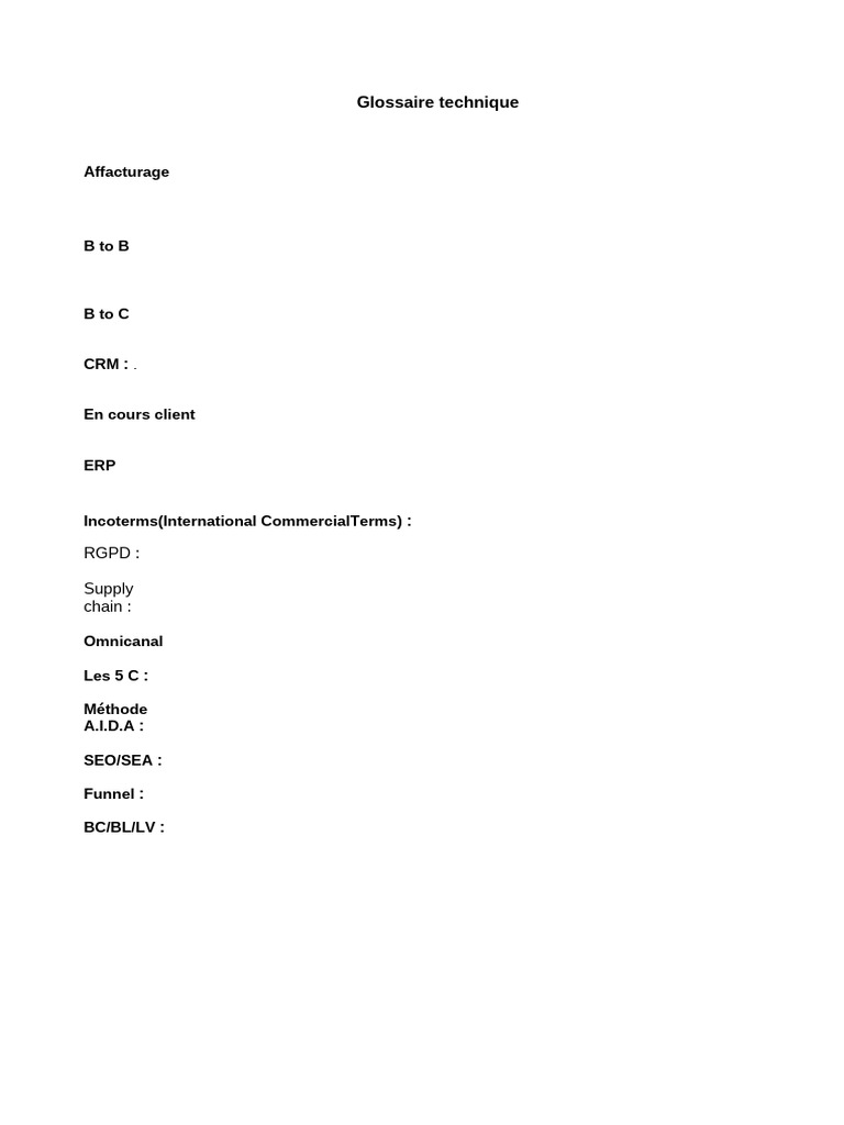 Glossaire Technique | PDF