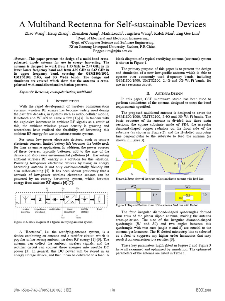 A Multiband Rectenna For Self-Sustainable Devices | PDF | Antenna ...