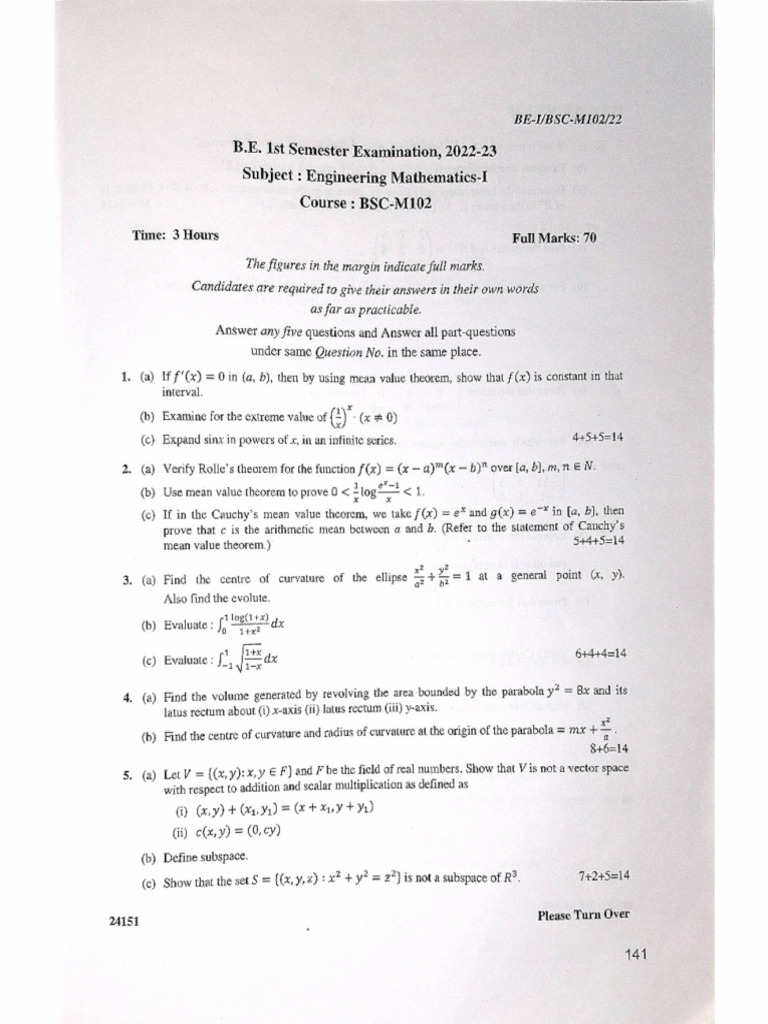 Math (BSC M102) | PDF