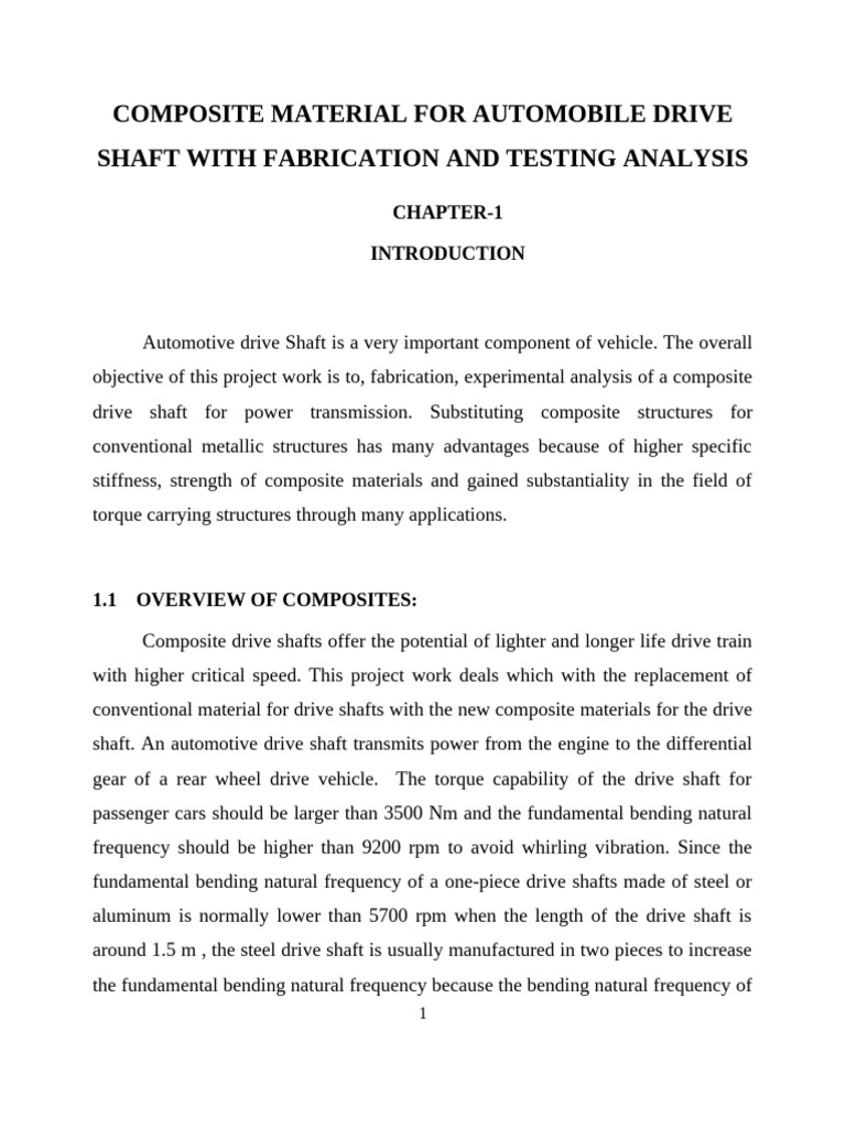 Composite Drive Shaft Fabrication Analysis | PDF | Composite Material ...