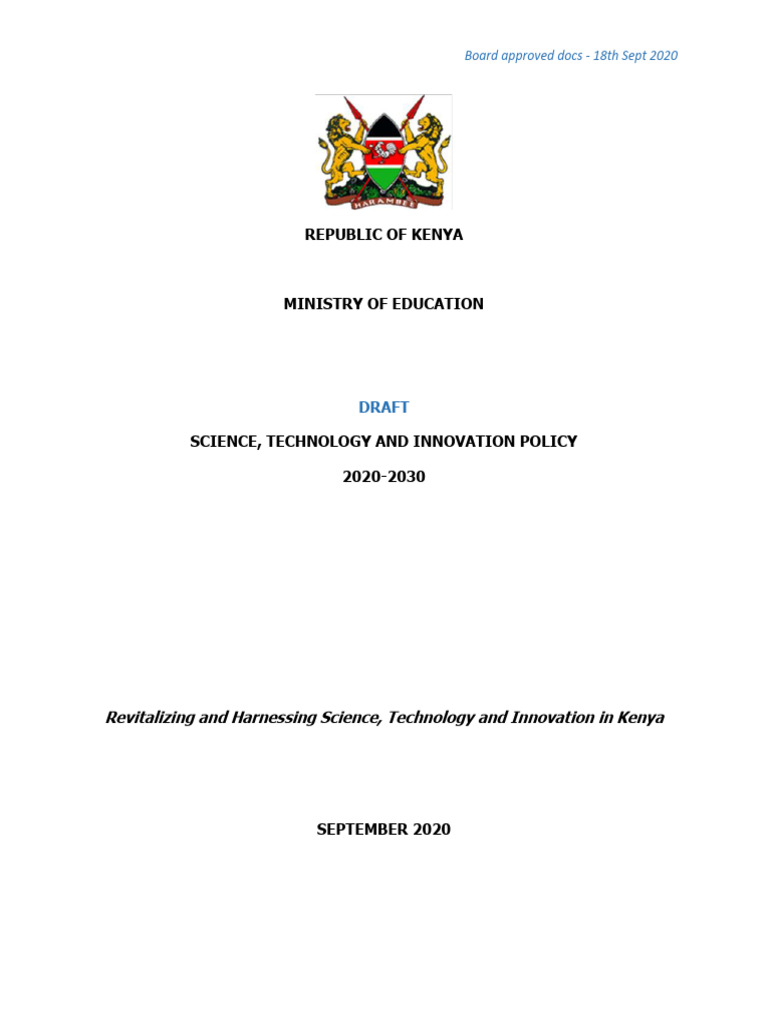 Kenya's Science, Technology Policy 2020-2030 | PDF | Innovation ...