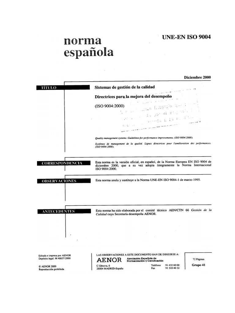 Une en Iso 9004 2000 | PDF