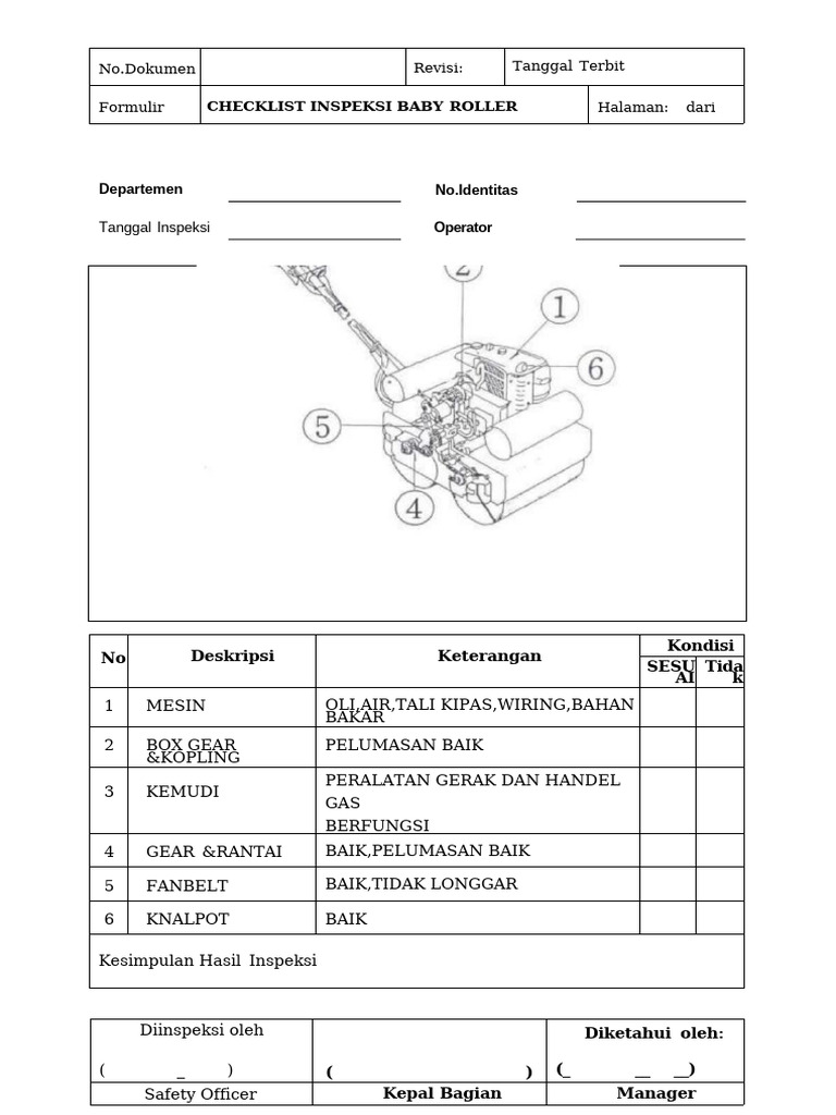 Checklist Inspeksi Baby Roller | PDF