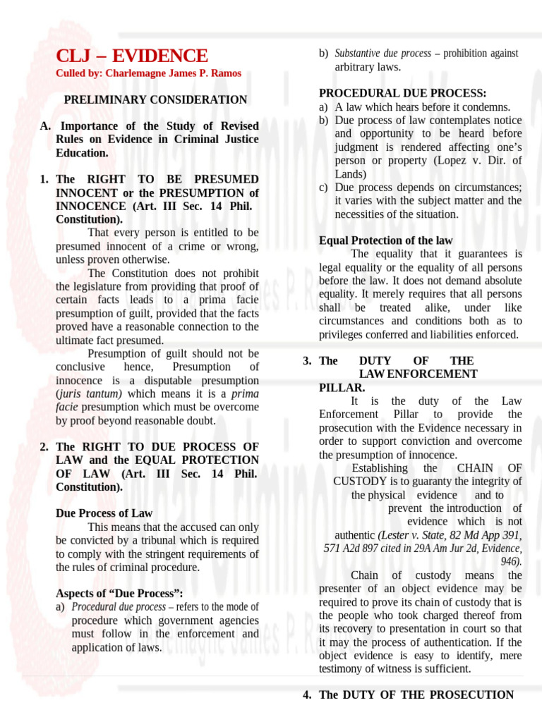 5. CLJ - EVIDENCE | PDF | Evidence (Law) | Burden Of Proof (Law)