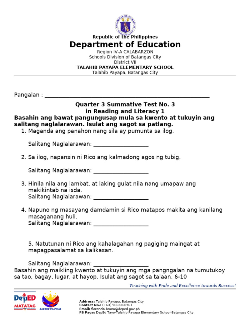 Q3 - Summative Test 3-Reading | PDF