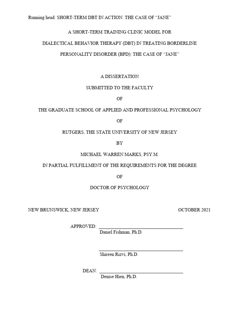 Dbt Reference | PDF | Dialectical Behavior Therapy | Borderline ...