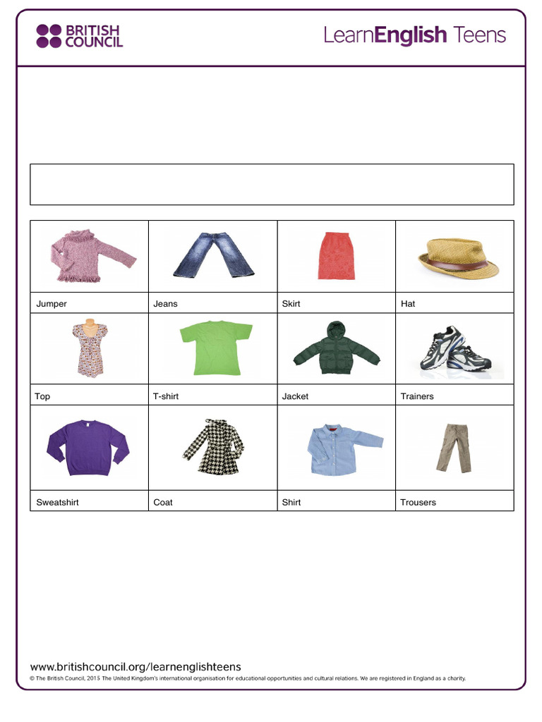 Clothes Vocabulary Exercises | PDF