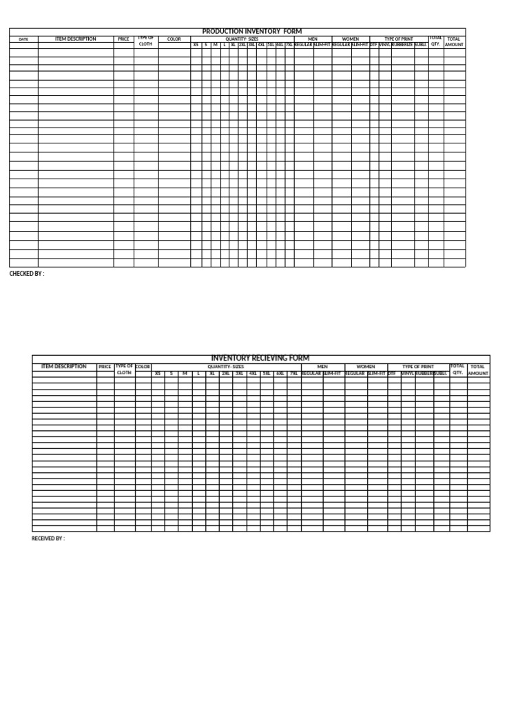 Inventory Receiving Form Details | PDF