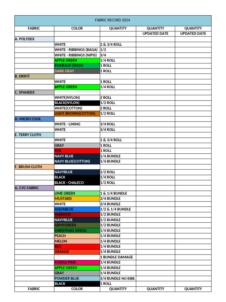 Fabric Record | PDF | Color