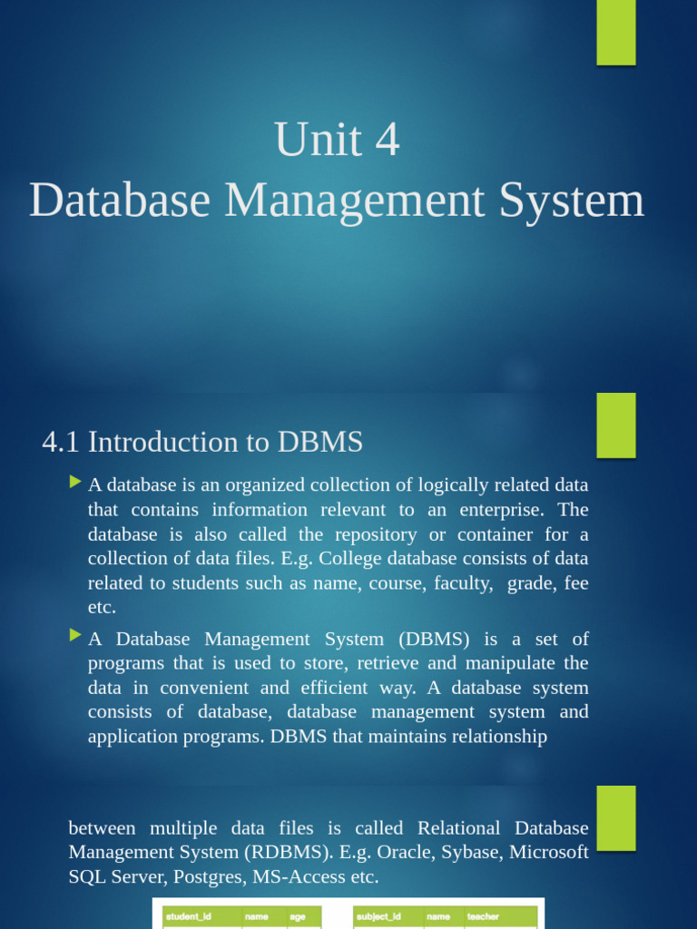 Unit 4 Database Management System | PDF | Databases | Sql