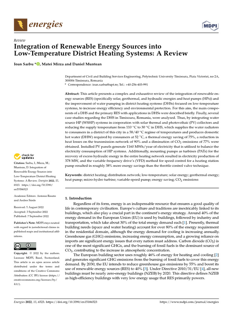 Integration of Renewable Energy Sources into Low-Temperature District ...