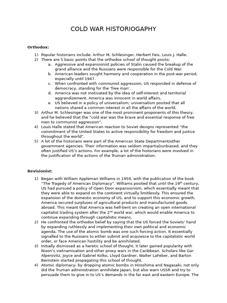 Cold War Historiography Overview | PDF | Cold War | International Relations