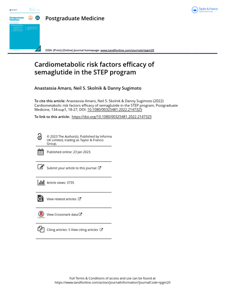 Semaglutide's Impact on Cardiometabolic Risks | PDF | Obesity | Weight Loss