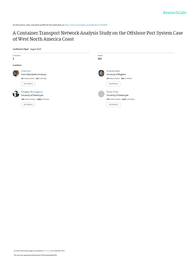 NetworkAnalysisPaper IAME2015 REVISED | PDF | Port | Transport