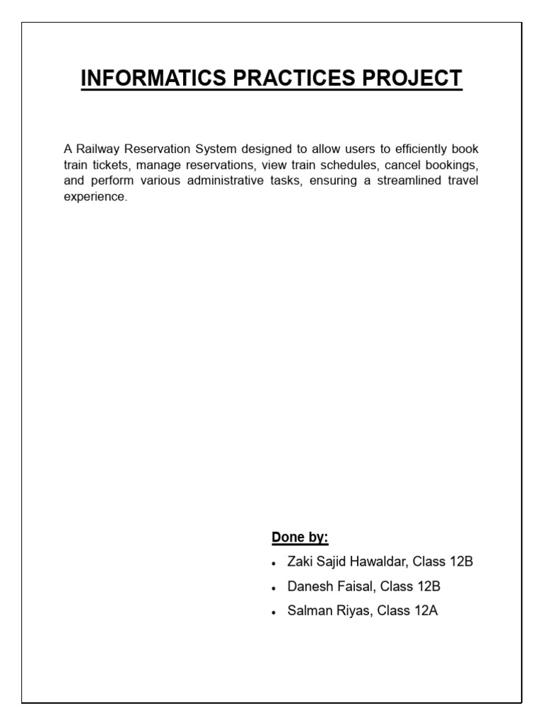 Railway Reservation System Project | PDF | Databases | My Sql