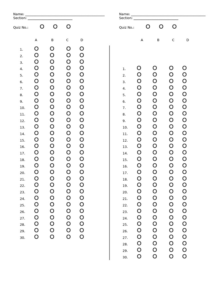 Folha de Respostas para Quiz 40 Questões | PDF | Xadrez