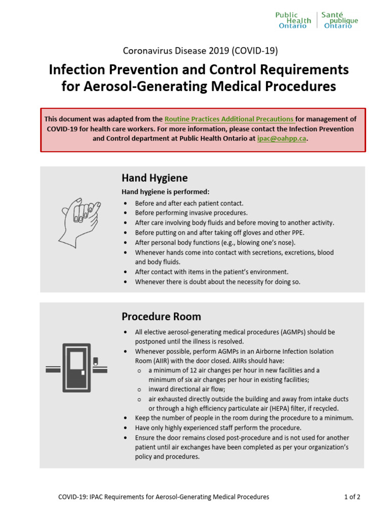 Ipac Aerosol Generating Procedures | PDF | Medicine | Clinical Medicine