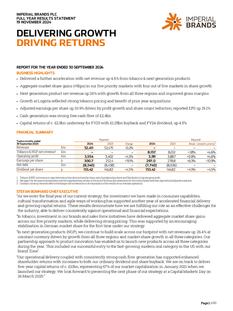 FY24 IMB Full Year Results Statement - Pdf.downloadasset | PDF ...