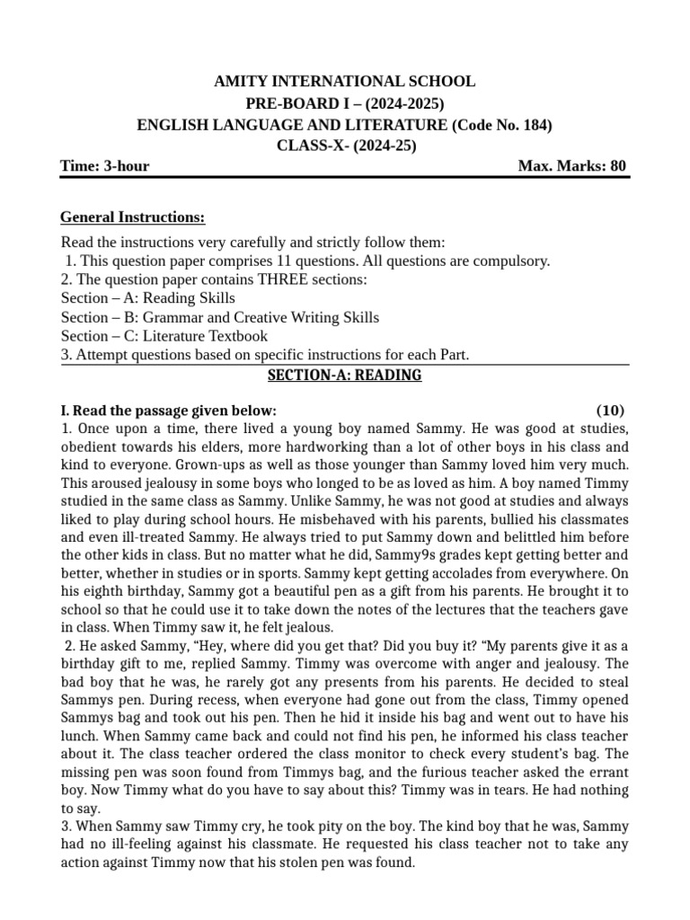 Class X English Pre-Board Exam 2024-25 | PDF | Apple Inc. | Smartphone