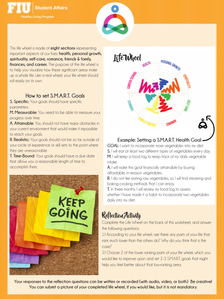 Life Wheel Reflection Activity | PDF | Goal