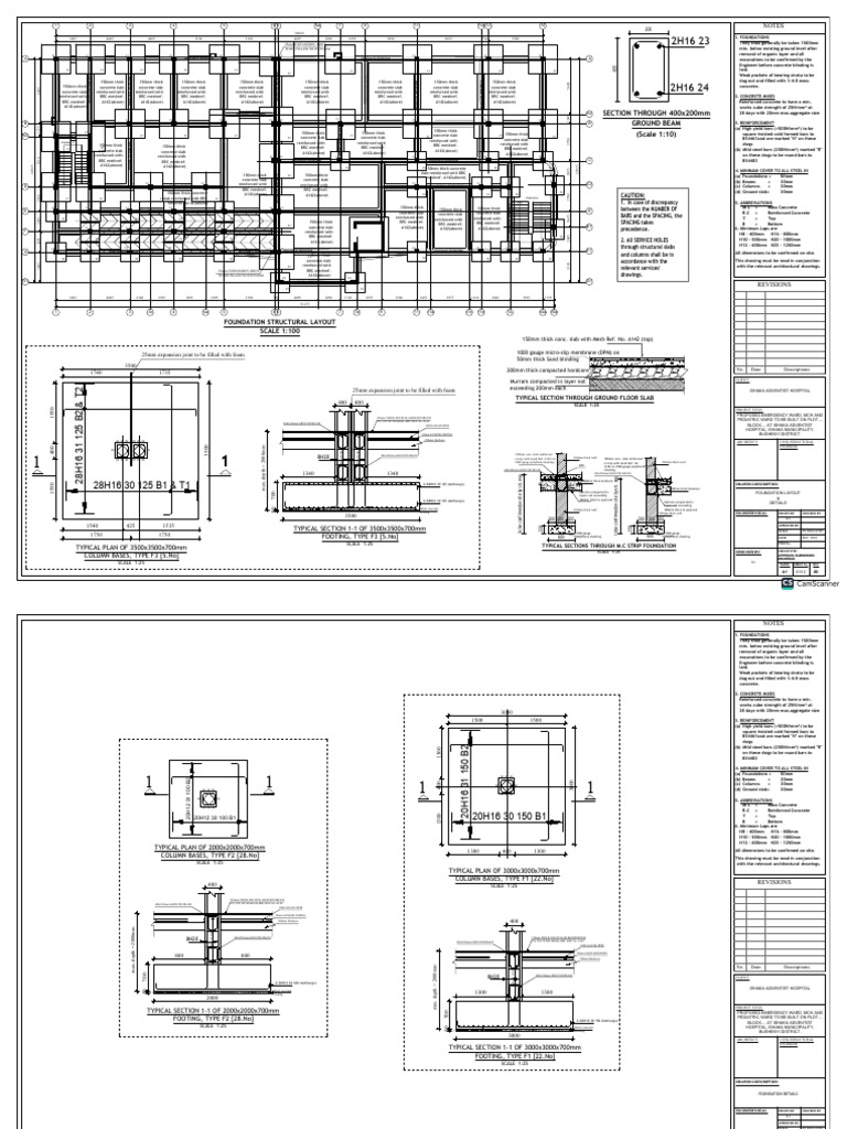 Foundation Layout and Details for Hospital | PDF | Beam (Structure ...