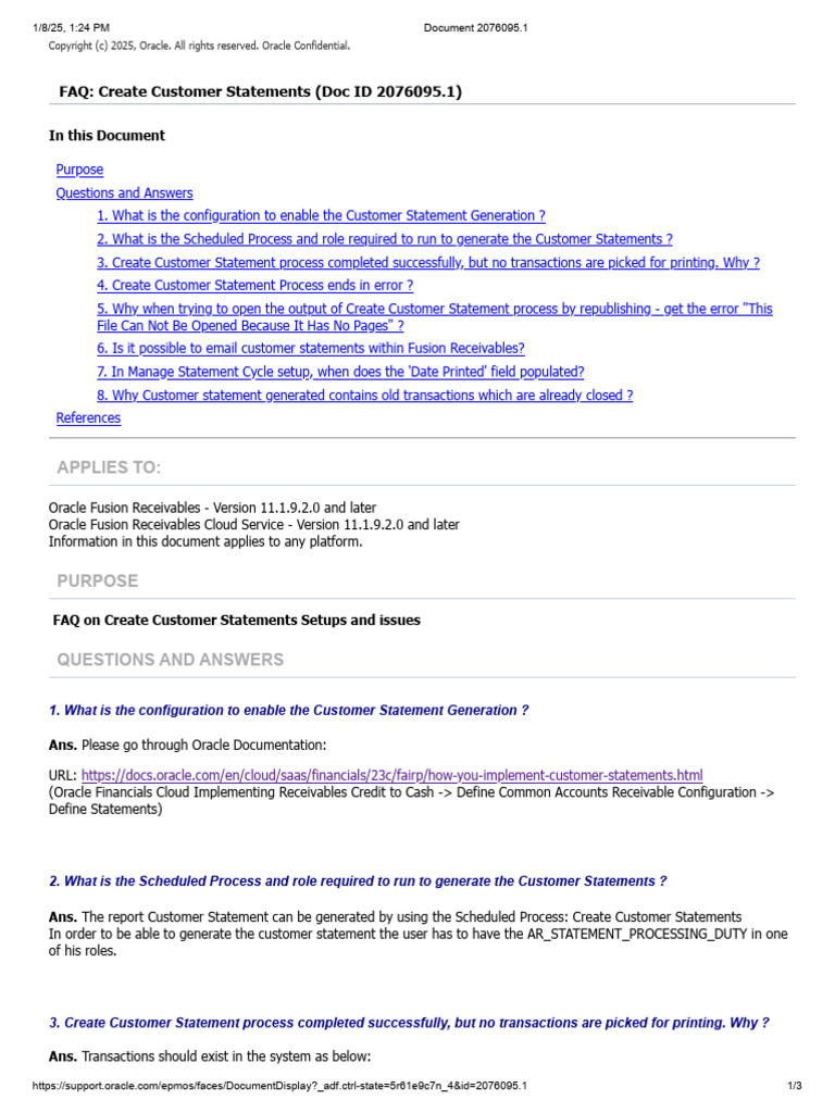 FAQ Create Customer Statements | PDF | Faq | Parameter (Computer ...