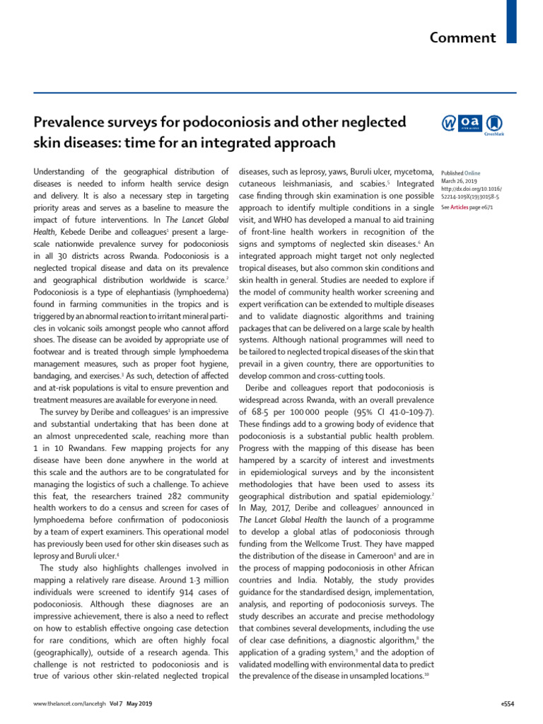 Prevalence Surveys For Podoconiosis and Other Negl | PDF | Causes Of ...