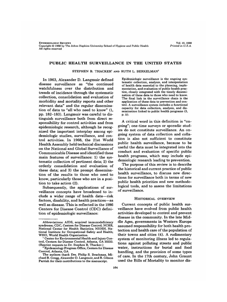 Public Health Surveillance in The United States: All Rights Reserved ...