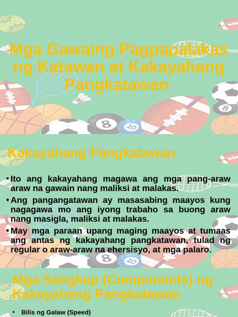 Mga Gawaing Pagpapalakas NG Katawan at Kakayahang Pangkatawan | PDF