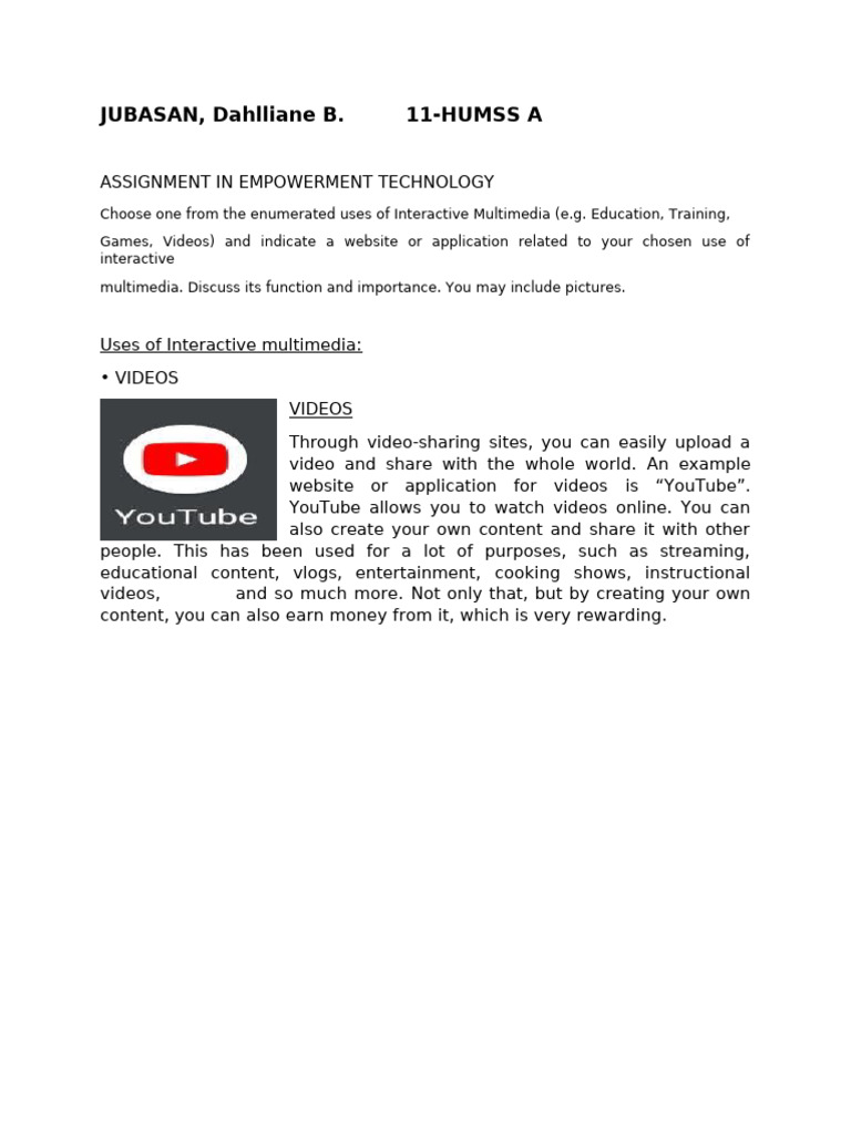 Assignment in Empowerment Technology G-11 HUMSS | PDF