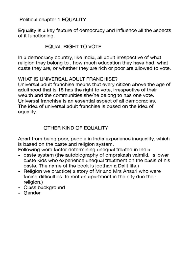 Understanding Equality in Democracy | PDF