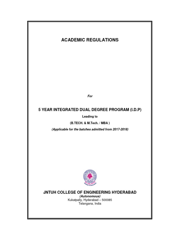 JNTUH IDP Academic Regulations 2017 | PDF | Master Of Business ...