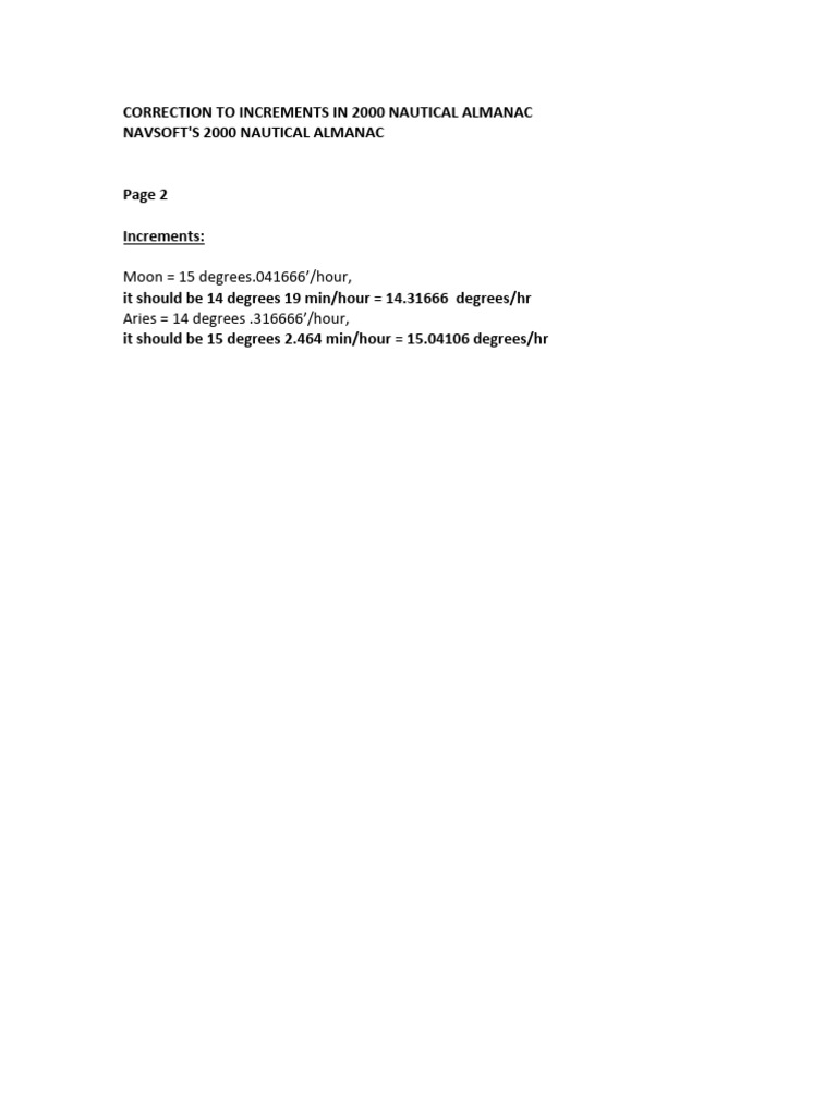 Nautical Almanac Corrections | PDF
