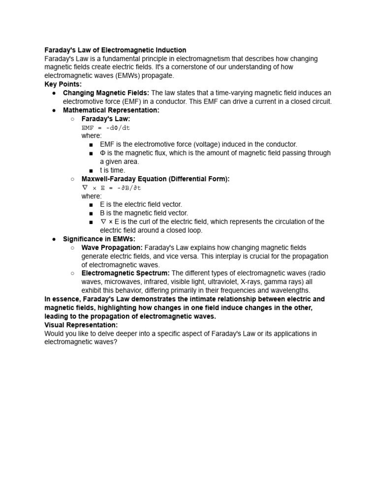 State and Explain Faradays Law in Emw | PDF