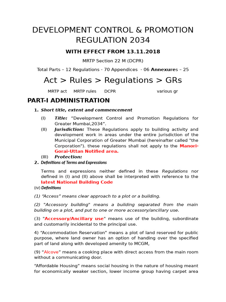 Mumbai Development Control Regulations 2034 | PDF | Building | Washing ...
