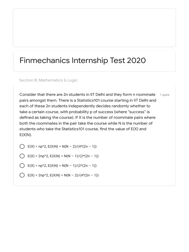Finmechanics Internship Assessment 2020 | PDF | Number Theory ...