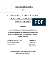 Comparison of Performance of Nationalized Banks Private Banks