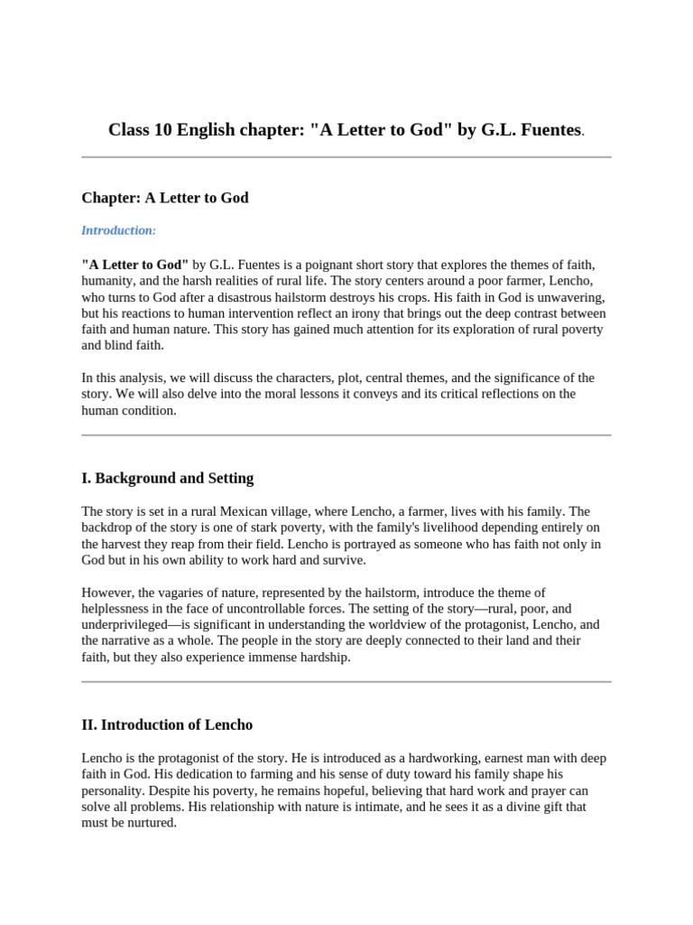 Class 10th English Chapter | PDF | Faith | God